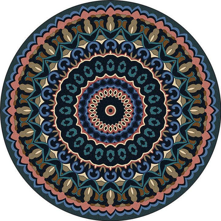 BowLift | Americana concentric circles pattern rug blue and green polyester rug machine washable non-slip rug for the bedroom