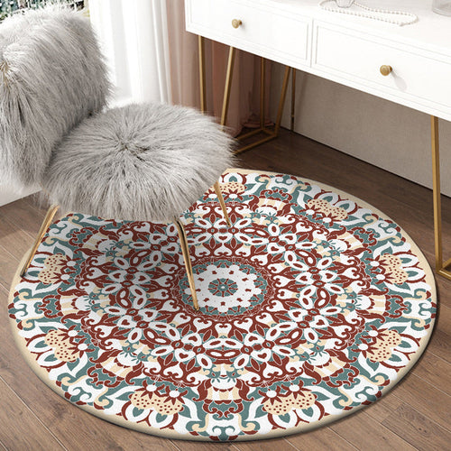 BowLift | Traditional Floral Pattern Rug Blue Tribal Rug Polyester Washable Non-Slip Mat Rug for Living Room
