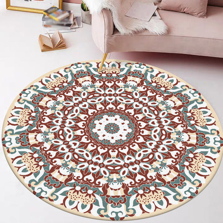 Traditional floral carpet Blue tribal carpet Polyester washable non-slip backing rug for the living room | Bowlift