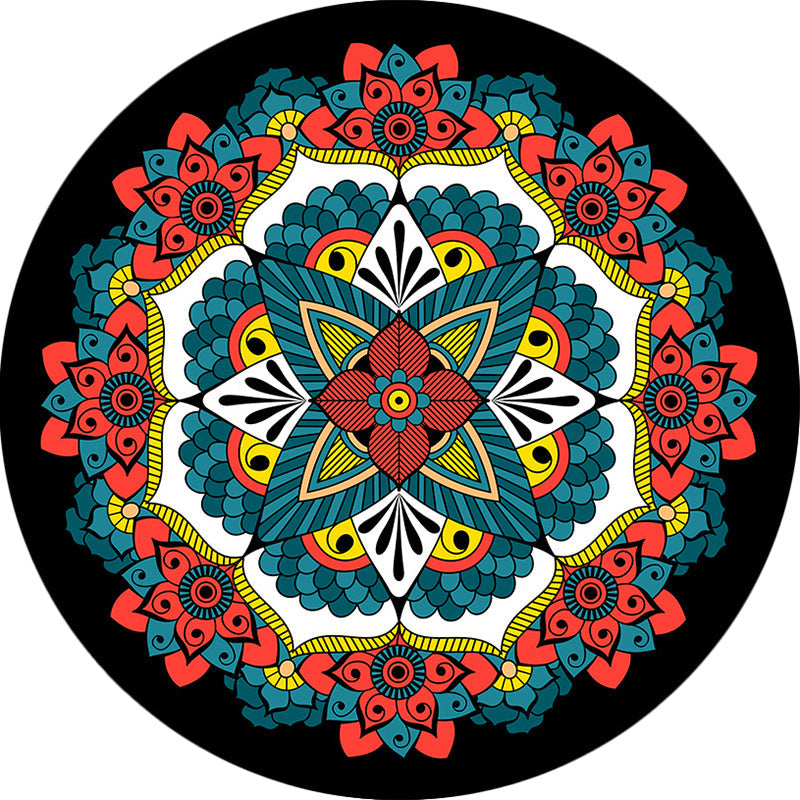 Persian floral pattern carpet Red and Blue Polyester rug Machine washable Non-slip carpet for the bedroom | Bowlift