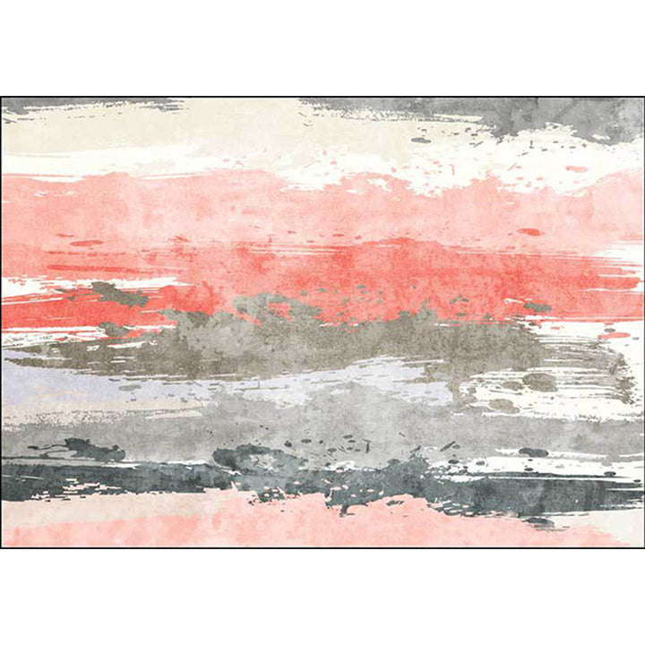 Pink and Gray Modern Rug Polyester Brush Stroke Pattern Rug Washable Non-Slip Back Rug for Living Room | Bowlift