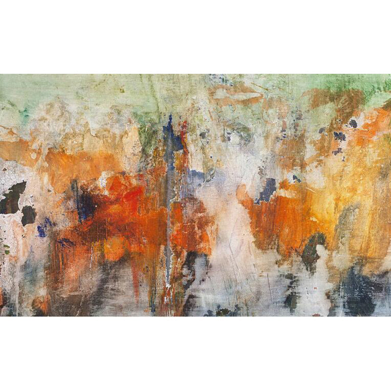Modern living room rug in orange abstract watercolor painting print rug polyester non-slip washable rug | Bowlift