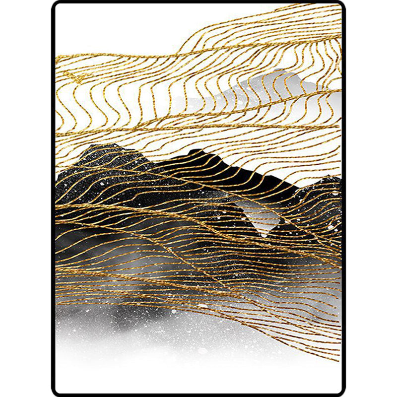Modern living room rug in black and white with abstract mountain pattern Rug polyester machine washable Rug in area | Bowlift