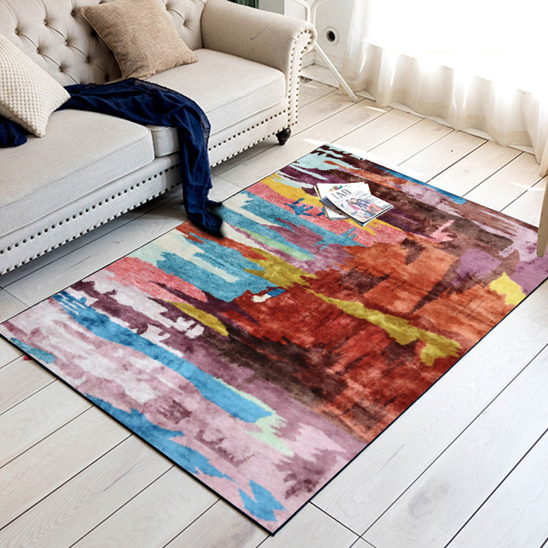 Modern Living Room Rug Colorful Abstract Painting Print Rug Polyester Washable Rug | Bowlift