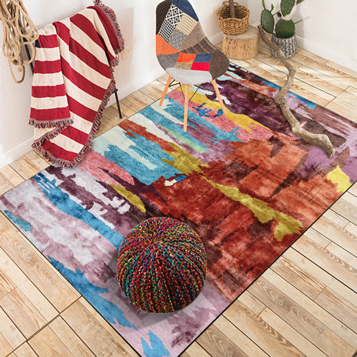Modern Living Room Rug Colorful Abstract Painting Print Rug Polyester Washable Rug | Bowlift