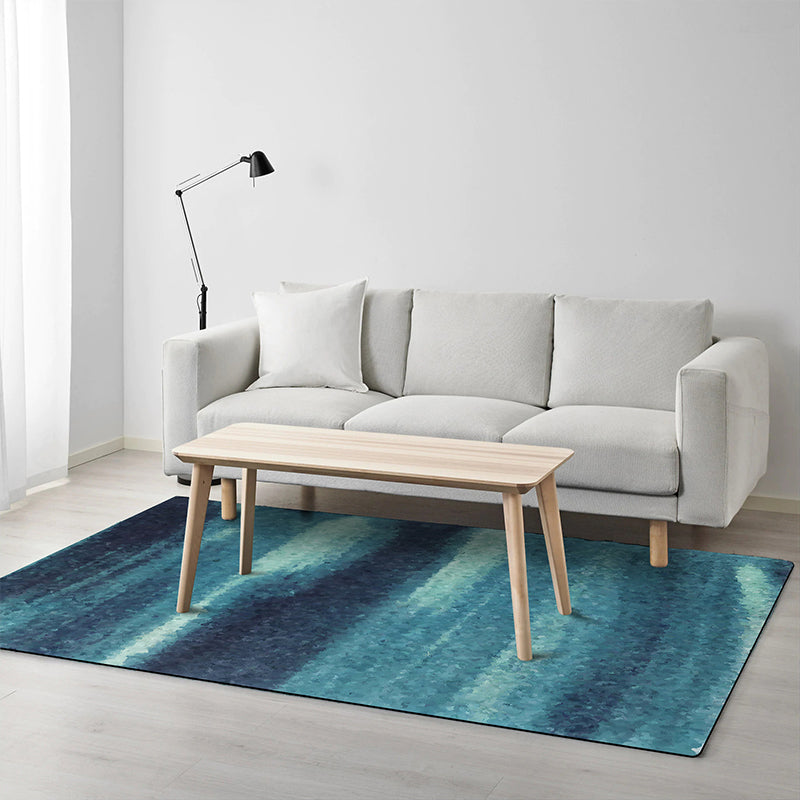 Blue contemporary rug polyester abstract rug washable non-slip backing rug for the living room | Bowlift