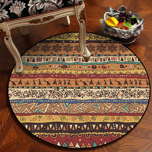 BowLift | Americana Tribal Pattern Rug Red and Brown Polyester Rug Machine Washable Non-Slip Area Rug for Bedroom