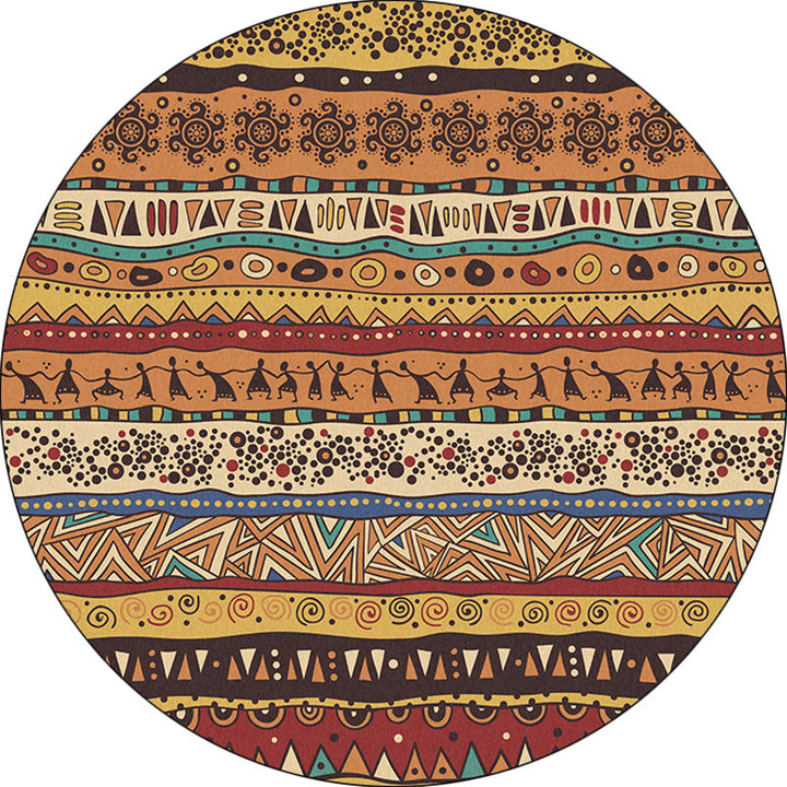 BowLift | Americana Tribal Pattern Rug Red and Brown Polyester Rug Machine Washable Non-Slip Area Rug for Bedroom