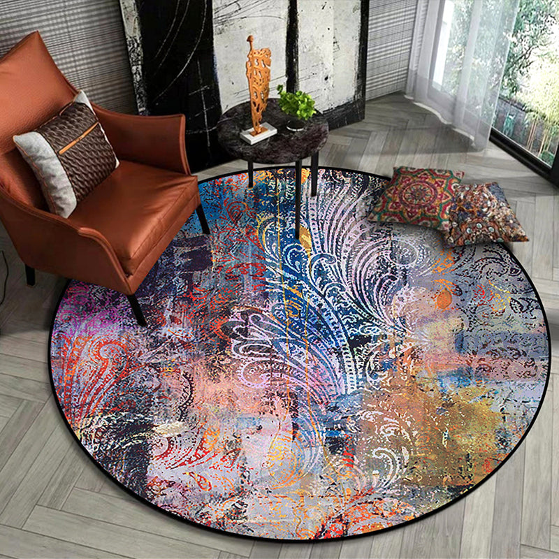 Blue Multicolor Modern Carpet Polyester Paisley Pattern Carpet Washable Non-Slip Back Carpet for Living Room | Bowlift