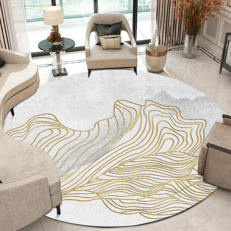 Unique swirl stripe pattern carpet light gray oriental carpet polyester washable non-slip backing carpet for the living room | Bowlift
