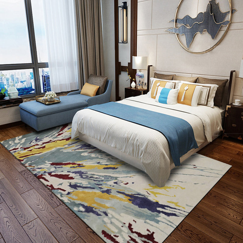 Camel Multicolored Modern Carpet Polyester Watercolor Pattern Carpet Washable Non-Slip Back Mat Carpet for Living Room | Bowlift