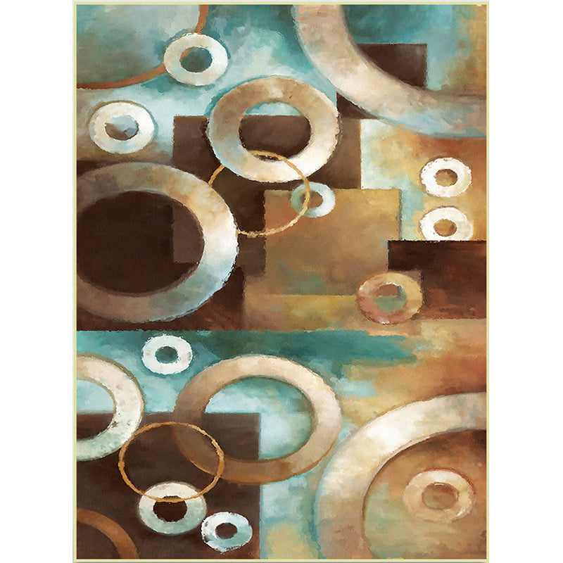 Brown and Blue Leisure Carpet Polyester Geometric Carpet Washable Non-Slip Underlay Carpet for the Living Room | Bowlift