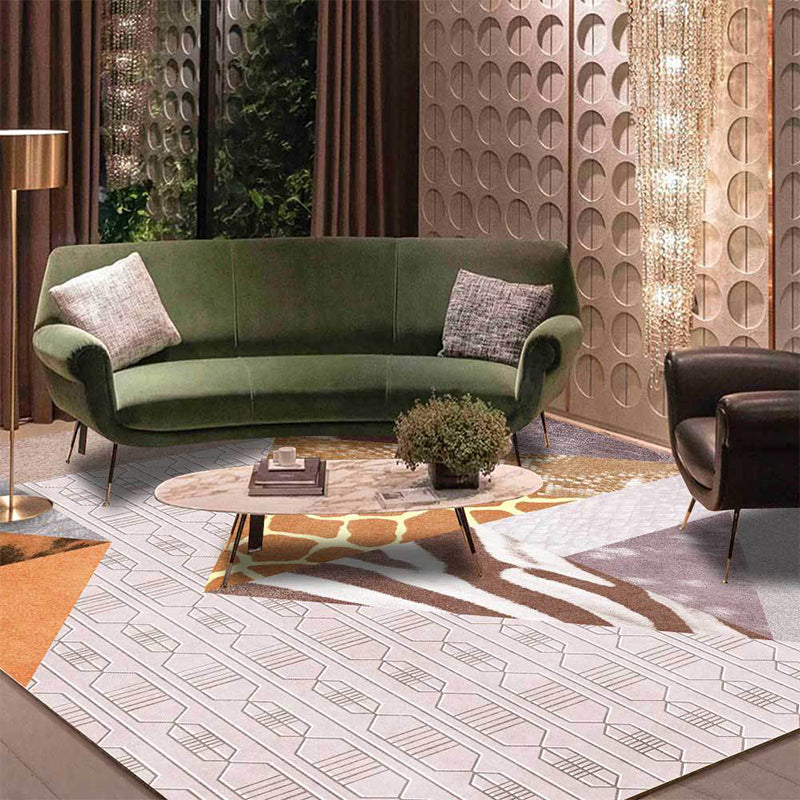 Funky Animal Skin Print Rug Pink Nordic Rug Polyester Washable Non-Slip Back Rug for Living Room | Bowlift