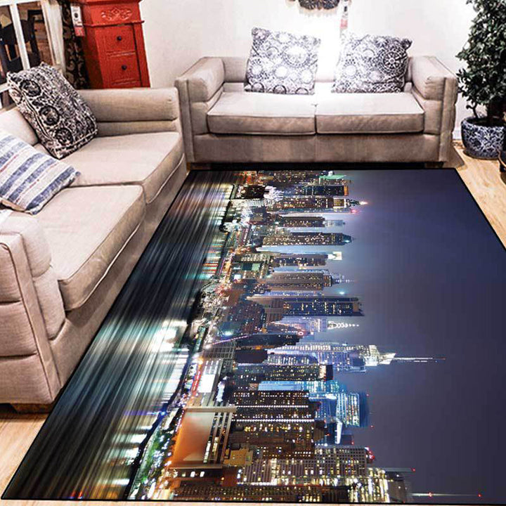 Black New Arrivals Carpet Polyester Geography Pattern Carpet Washable Anti-Slip Back Carpet for the Living Room | Bowlift