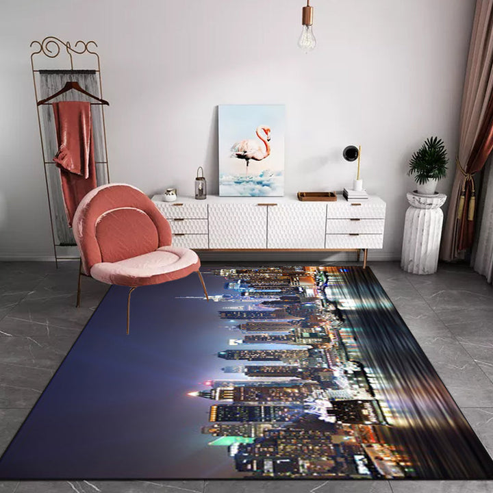 Black New Arrivals Carpet Polyester Geography Pattern Carpet Washable Anti-Slip Back Carpet for the Living Room | Bowlift