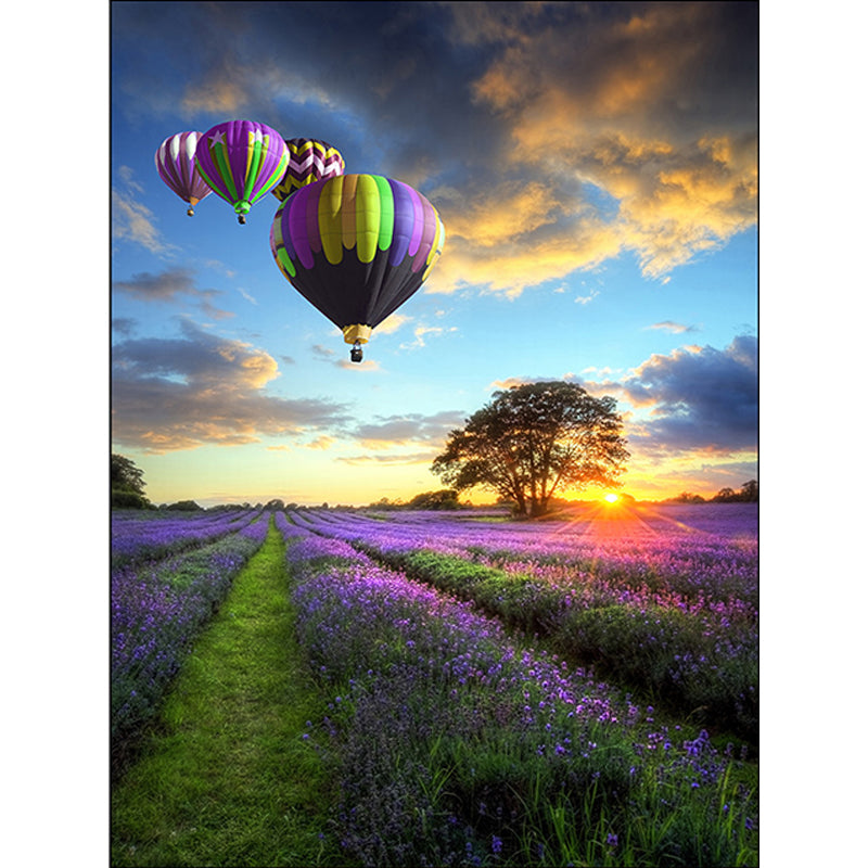 Purple and Blue Novelty Rug Polyester Lavender and Balloon Pattern Rug Washable Non-Slip Back Rug for Living Room | Bowlift