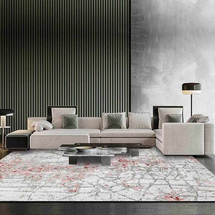 New Arrival Abstract Rug Gray Polyester Rug Machine Washable Non-Slip Area Rug for Bedroom | Bowlift