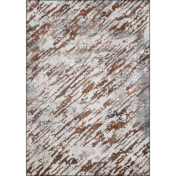 Brown and Gray Industrial Carpet Polyester Abstract Rug Washable Non-Slip Back Rug for the Living Room | Bowlift