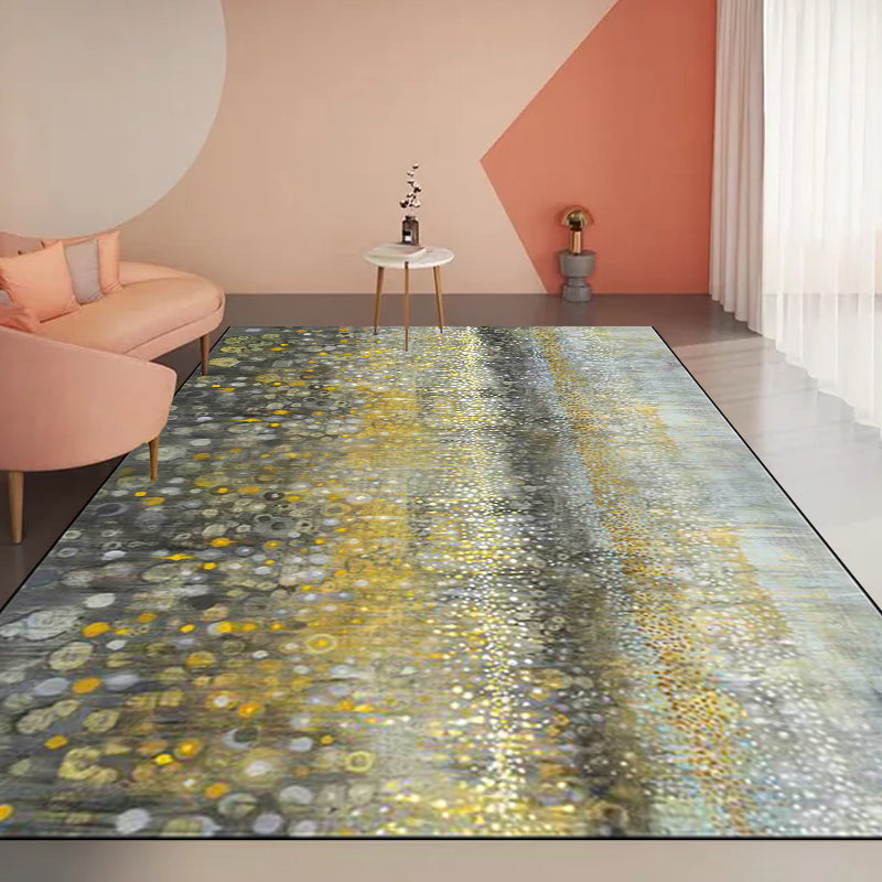 New Arrival Abstract Rug Gray and Yellow Polyester Rug Machine Washable Non-Slip Rug for the Bedroom | Bowlift