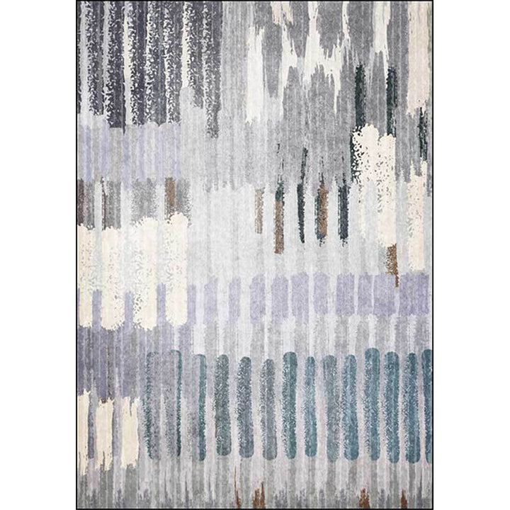 Gray Nordic Carpet Polyester Brush Stroke Pattern Carpet Washable Non-Slip Back Carpet for Living Room | Bowlift