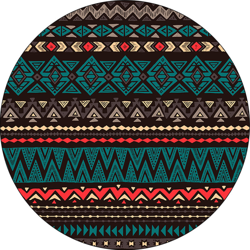 BowLift | Green Southwest Carpet Polyester geometric pattern rug washable non-slip backing rug for living room