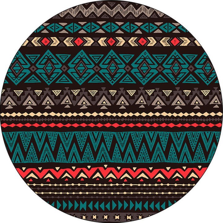 BowLift | Green Southwest Carpet Polyester geometric pattern rug washable non-slip backing rug for living room