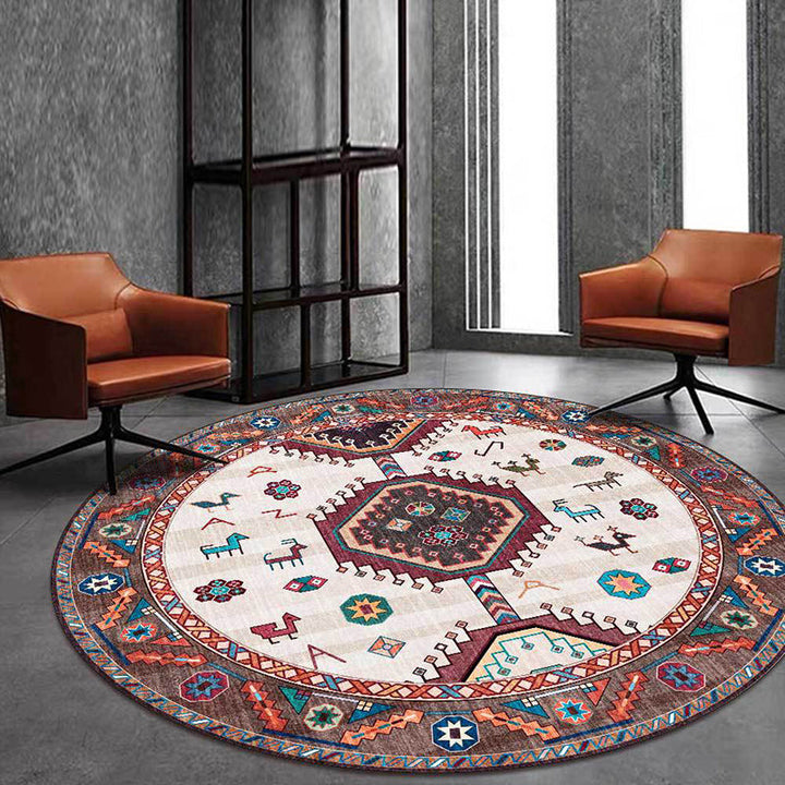 BowLift | Brown and Beige Southwestern Carpet Polyester Tribal Pattern Carpet Washable Non-Slip Back Carpet for Living Room