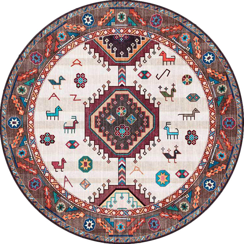BowLift | Brown and Beige Southwestern Carpet Polyester Tribal Pattern Carpet Washable Non-Slip Back Carpet for Living Room
