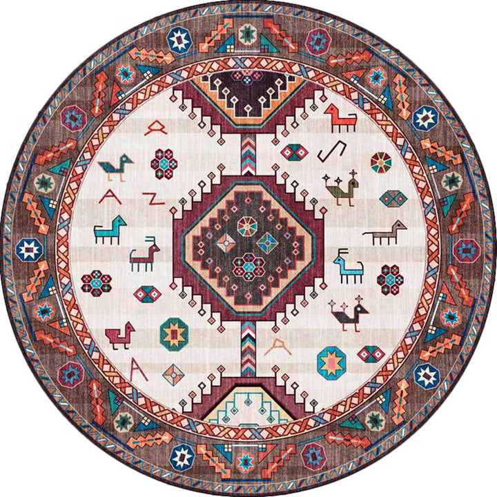 BowLift | Brown and Beige Southwestern Carpet Polyester Tribal Pattern Carpet Washable Non-Slip Back Carpet for Living Room