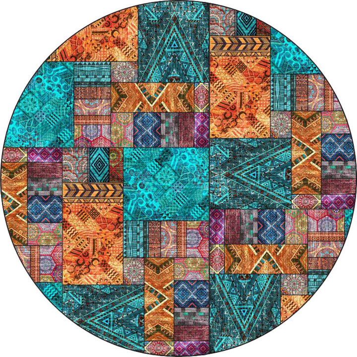 BowLift | Vintage Tribal Pattern Rug Green Tribal Rug Polyester Washable Non-Slip Mat Rug for Living Room