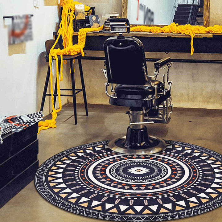 BowLift | Vintage concentrated circles pattern rug blue and green tribal rug polyester washable with anti-slip backing rug for living room