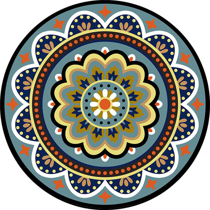 BowLift | Classic floral pattern carpet blue tribal carpet polyester washable non-slip backing carpet for the living room