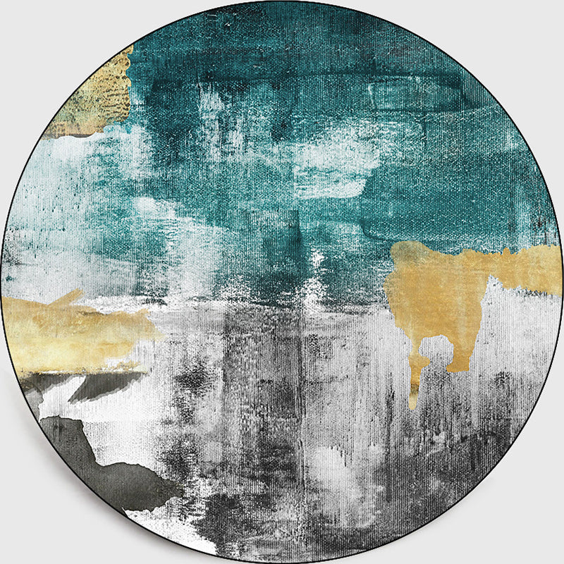 Simple modern rug in green and yellow abstract ink painting pattern rug polyester washable rug for home decor | Bowlift