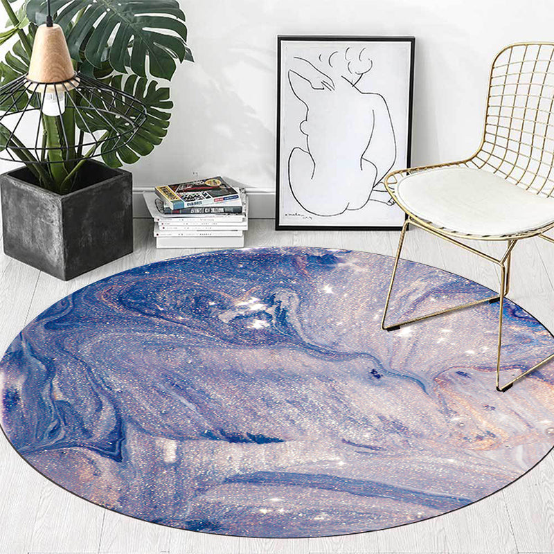 Modern living room rug in purple abstract sea water print rug polyester washable stain-resistant rug | Bowlift
