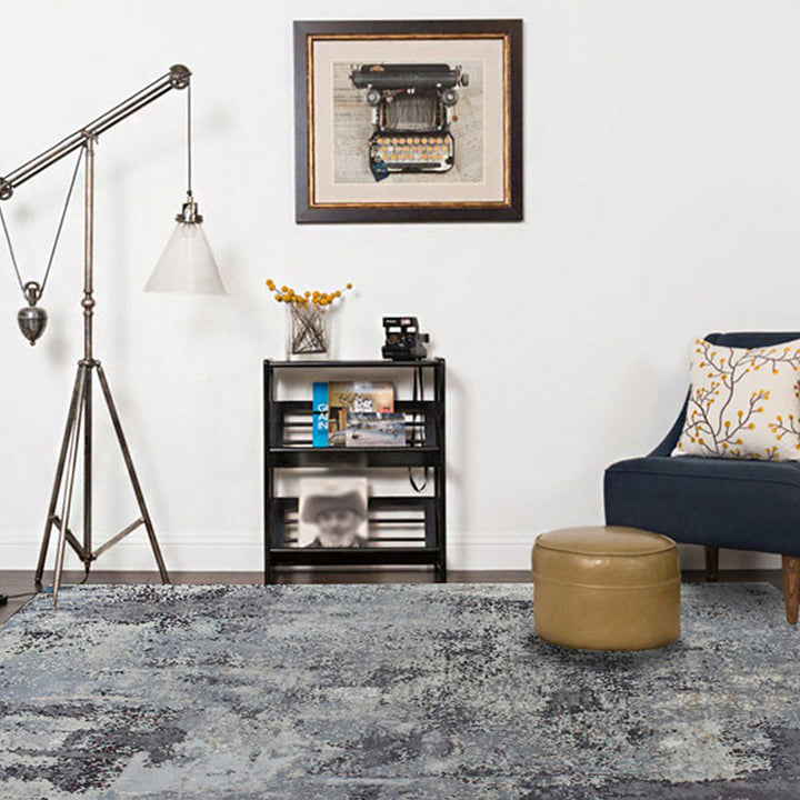 BowLift | Scandinavian Modern Carpet in Gray Abstract Cement Pattern Carpet Polyester Washable Non-Slip Rug for Home Decoration