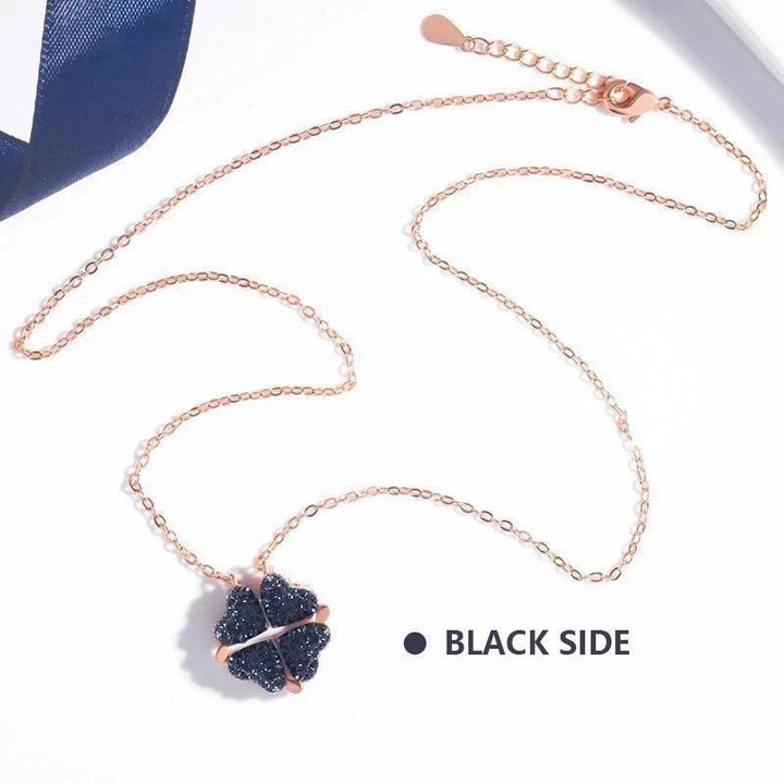 BowLift | Double Sided Four Leaf Clovers Heart Crystal Necklace