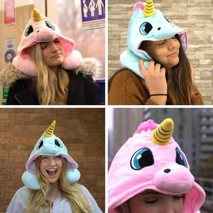 BowLift | Unicorn Hooded Animal Travel Neck Pillow