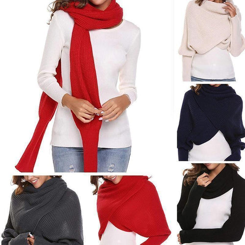 BowLift | Autumn & winter fashion crochet knitted scarf with sleeves