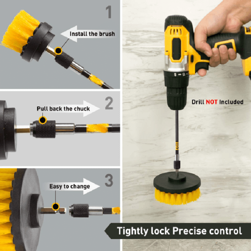 BowLift | Bathroom Floor Kitchen Car Maintenance Cleaning Brush,Cordless Drill NOT Included