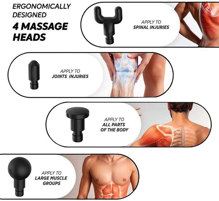 BowLift | Deep Tissue Massage Gun, Muscle Massager with 4 Massage Heads