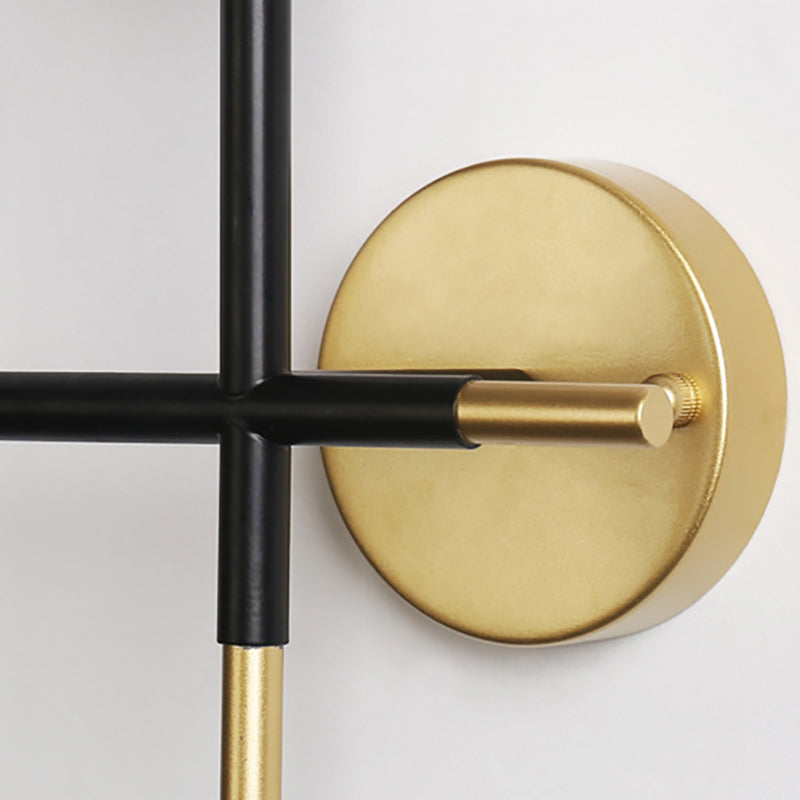 BowLift | 2-Bulb Frosted Glass Wall Light Modern Black Double Sphere Living Room Wall Lamp with Cross Design