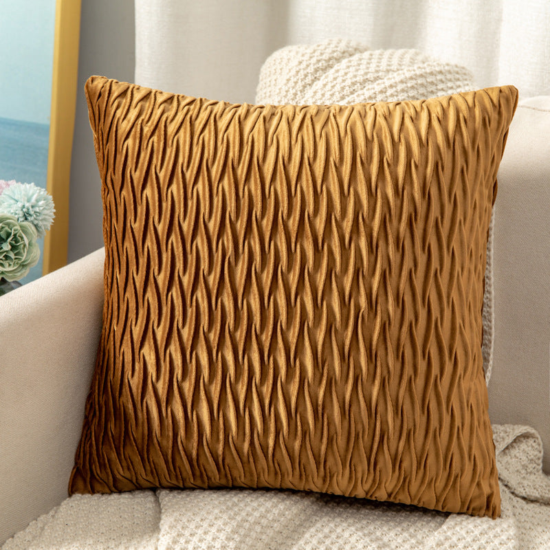 Velvet Ruched Square Throw Pillow Cushion Bowlift