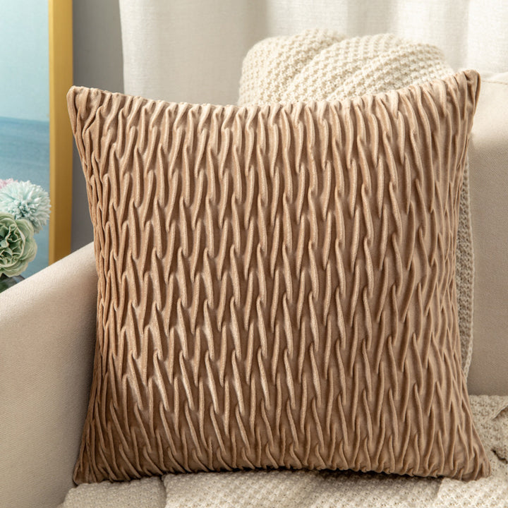 Velvet Ruched Square Throw Pillow Cushion Bowlift