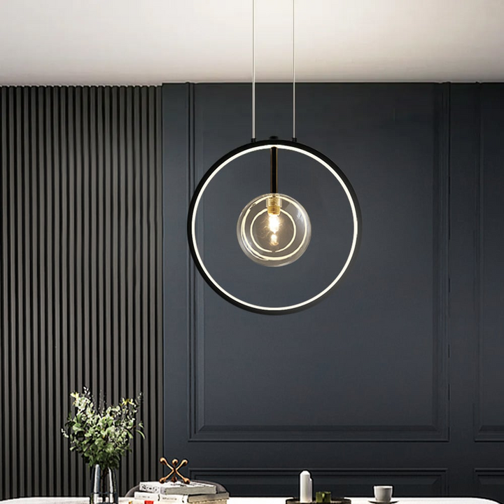 BowLift | Minimalist Glass Ball Pendant Light Black