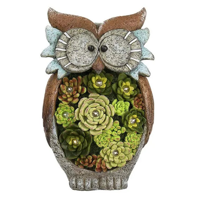 BowLift | Solar Lantern Owl with LED – Decorative Garden Light with Succulents for Terrace & Garden