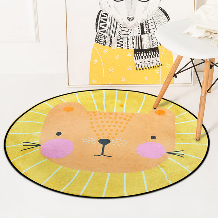 BowLift | Stylish children's rug in white and blue animal flamingo bear lion pattern rug polyester washable rug for the children's room