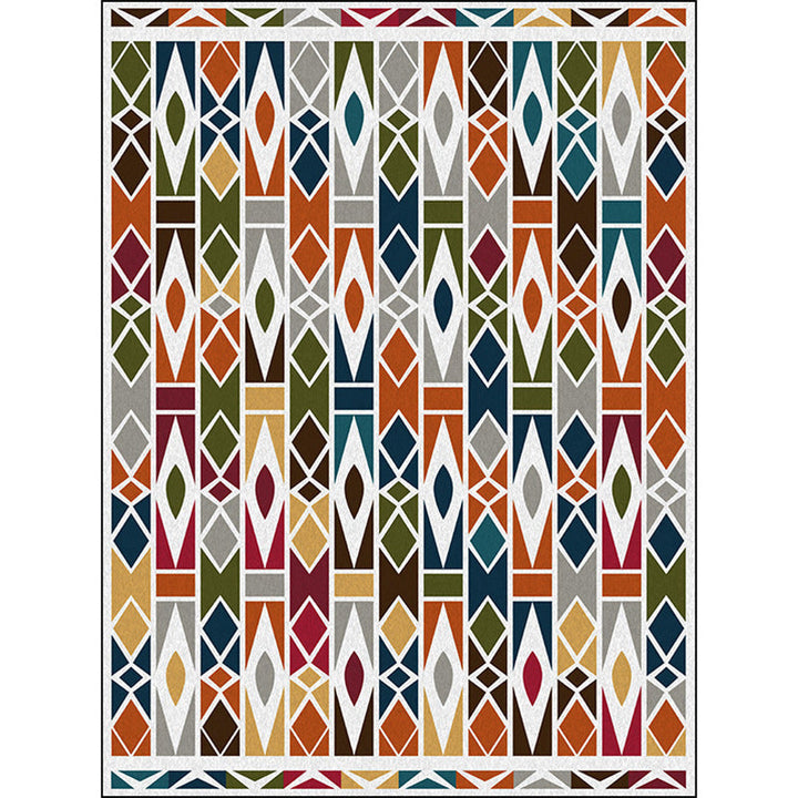BowLift | Southwest Living Room Carpet Colorful Geometric Diamond Print Carpet Polyester Machine Washable Area Rug