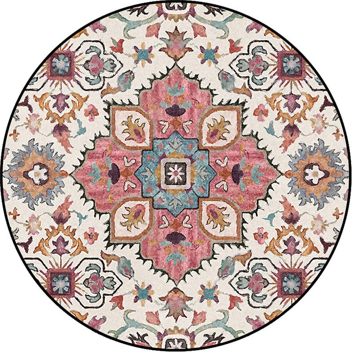 BowLift | Pink Moroccan Carpet Polyester Medallion Print Carpet washable non-slip carpet for living room