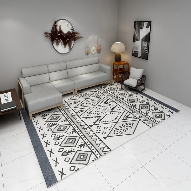 BowLift | Black and Gray Southwest Carpet Polyester Tree Pattern Carpet Washable Non-Slip Underlay Carpet for Living Room