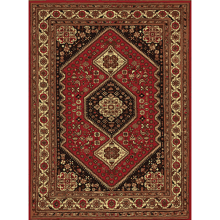Red and Brown Bedroom Carpet Moroccan Medallion Floral Pattern Carpet Polyester Stain Resistant Carpet | Bowlift